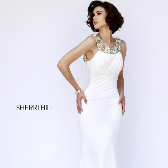 Sherri Hill Dresses & Skirts - SHERRI HILL | White Beaded Backless Prom Dress